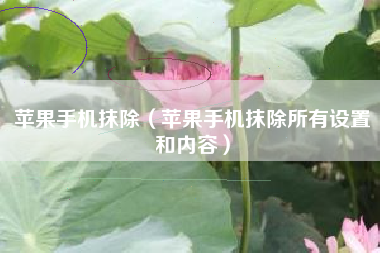 苹果手机抹除（苹果手机抹除所有设置和内容）